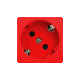 Розетка с заземляющими контактами, с защитными шторками, 16 А, 250 В, под углом 45 градусов (красная