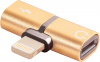 Greenconnect Адаптер-переходник USB 2.0 Lightning 8pin/jack 3,5mm аудио, золотистый, GCR-51150 GCR-51150