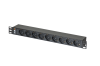 Блок электрических розеток TLK, 19", 9 гнезд "евророзетка", макс. нагрузка 10 А, без шнура питания,  TLK-RSC09-MF-01-BK