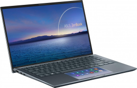 Ноутбук ASUS. ASUS UX435EA-A5049R +bag 14"(1920x1080 (матовый) IPS)/Intel Core i7 1165G7(2.8Ghz)/16384Mb/1024PCISSDGb/noDVD/Int:Intel Iris Xe Graphics/Cam/BT/WiFi/war 1y/1.19kg/Pine Grey/W10Pro + ScreenPad /