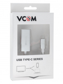 Кабель-адаптер USB 3.1 Type-Cm --> DP(f) 3840x2160@60Hz, 10Gbps, Aluminum Shell, 0,15m VCOM<CU422M>