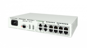 Сервисный маршрутизатор ESR-12V, 8х Ethernet 10/100/1000 Base-T, 1х RS-232 (RJ-45),
1х USB2.0, 3x F ESR-12V
