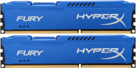 Память оперативная Kingston. Kingston 8GB 1600MHz DDR3 CL10 DIMM (Kit of 2) HyperX FURY Blue Series HX316C10FK2/8
