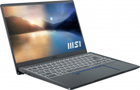 Ноутбук MSI. MSI Prestige 14 A11SCX-052RU 14"(3840x2160 IPS (матовый))/Intel Core i7 1185G7(3Ghz)/32768Mb/1024PCISSDGb/noDVD/Ext:nVidia GeForce GTX1650(4096Mb)/Cam/BT/WiFi/war 1y/1.29kg/Carbon Grey/W10