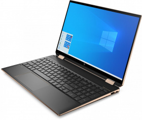Ноутбук HP. HP Spectre 15x360 15-eb0043ur 15.6"(3840x2160 OLED)/Touch/Intel Core i7 10750H(2.6Ghz)/16384Mb/2TbPCISSDGb/noDVD/Ext:GeForce GTX 1650Ti(4096Mb)/Cam/WiFi/72.9WHr/war 1y/Nightfall black/W10