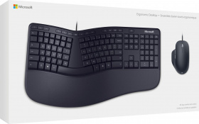 Комплект (клавиатура + мышь) Microsoft. Microsoft Wired Ergonomic keyboard & Ergonomic mouse, Black