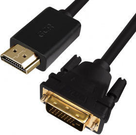 Greenconnect Кабель HDMI-DVI 5.0m черный, OD7.3mm, 28/28 AWG, позолоченные контакты, 19pin AM / 24+1M AM double link, GCR-HD2DVI1-5.0m, тройной экран
