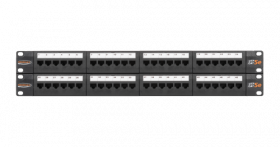 Коммутационная панель NIKOMAX 19", 2U, 48 угловых портов, Кат.6 (Класс E), 250МГц, RJ45/8P8C, 110/KR NMC-RP48UE2-AN-2U-BK