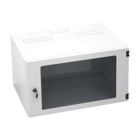 Настенный цельносварной шкаф 19", 6U, стеклянная дверь, Ш540хВ306хГ420мм, серый TWP-065442-G-GY