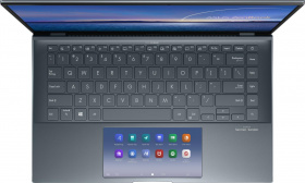 Ноутбук ASUS. ASUS UX435EA-A5049R +bag 14"(1920x1080 (матовый) IPS)/Intel Core i7 1165G7(2.8Ghz)/16384Mb/1024PCISSDGb/noDVD/Int:Intel Iris Xe Graphics/Cam/BT/WiFi/war 1y/1.19kg/Pine Grey/W10Pro + ScreenPad /