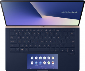 Ноутбук ASUS. ASUS UX434FQ-AI116T Touch  +bag+cable 14"(1920x1080 IPS)/Touch/Intel Core i7 10510U(1.8Ghz)/16384Mb/1024SSDGb/noDVD/Ext:nVidia GeForce MX350(2048Mb)/Cam/BT/WiFi/war 1y/1.49kg/Royal Blue/W10 + ScreenPad