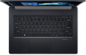 Ноутбук Acer. Acer TravelMate X5 TMX514-51-777D  14"(1920x1080 (матовый) IPS)/Intel Core i7 8565U(1.8Ghz)/8192Mb/512SSDGb/noDVD/Int:Intel HD/Cam/BT/WiFi/war 3y/0.98kg/Black/W10Pro
