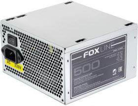 Блок питания 500Вт Foxline. Power Supply Foxline, 500W, ATX, NOPFC, 120FAN, 3xSATA, 2xPATA, 1xFDD, 1xPCI-E, 24+4 FL500S