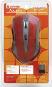 Defender Беспроводная оптическая мышь Accura MM-965 красный,6кнопок,800-1600dpi USB