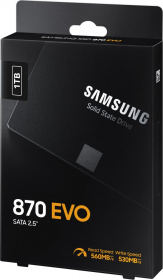 Твердотельный накопитель Samsung. Samsung SSD 1TB 870 EVO, V-NAND 3-ише MLC, MGX, 2.5'' SATA 6Gb/s, R560/W530, IOPs 98000/88000