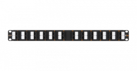 Коммутационная панель NIKOMAX 19", 1U, 24 угловых порта, Кат.5e (Класс D), 100МГц, RJ45/8P8C, 110/KR NMC-RP24UD2-AN-1U-BK