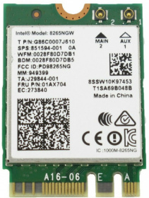Плата сетевого контроллера Intel. Intel Dual Band Wireless-AC 8265, 2230, 2x2 AC + BT, No vPro, 949399 8265.NGWMG.NV