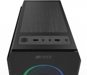 корпус для ПК без БП Hiper. CASE HIPER HG-C106RGB COEUS (ATX, SPCC0.5, USB 3.0+USB2.0, Front 3x120mm RGB Fan, Black)
