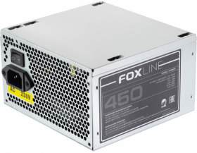Блок питания 450Вт Foxline. Power Supply Foxline, 450W, ATX, NOPFC, 120FAN, 2xSATA, 2xPATA, 1xFDD, 24+4 FZ450R
