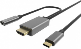 Кабель-адаптер USB 3.1 Type-Cm --> HDMI A(m) 4K@60Hz, 1.8m , PD, Alum Shell,VCOM <CU423MCPD-1.8M> CU423MCPD-1.8M