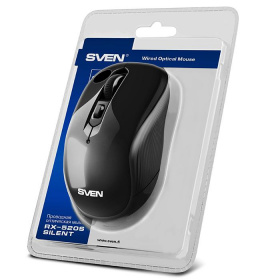 Мышь SVEN RX-520S USB чёрная (бесшумн. клав, 5+1кл. 3200DPI) Sven. Мышь SVEN RX-520S USB чёрная (бесшумн. клав, 5+1кл. 3200DPI)