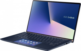 Ноутбук ASUS. ASUS UX434FQ-AI116T Touch  +bag+cable 14"(1920x1080 IPS)/Touch/Intel Core i7 10510U(1.8Ghz)/16384Mb/1024SSDGb/noDVD/Ext:nVidia GeForce MX350(2048Mb)/Cam/BT/WiFi/war 1y/1.49kg/Royal Blue/W10 + ScreenPad