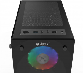 корпус для ПК без БП Hiper. CASE HIPER HG-C104RGB ORCUS (ATX, SPCC0.5, USB 3.0+USB2.0, Front 3x120mm RGB Fan, Black)