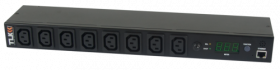 Блок  контролируемых электрических розеток TLK, Серия MN (Monitored) 19", 8 гнезд C13, макс. нагрузк TLK-RPI-MN-A08-M21-BK